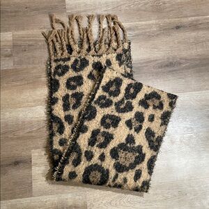 Leopard Print Fringe Throw Blanket Scarf